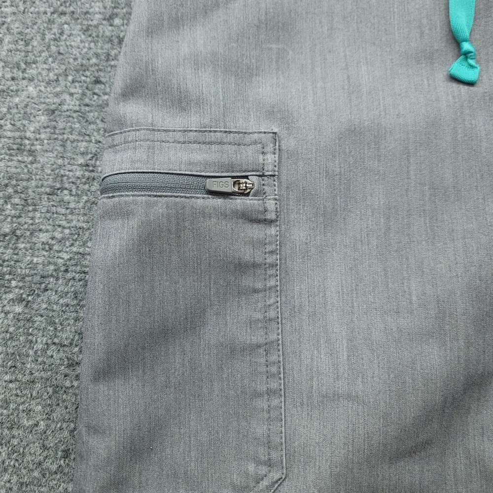 FIGS Technical Collection Grey Scrub Pants Petite Small TW2000P Teal Drawstring - Picture 14 of 16